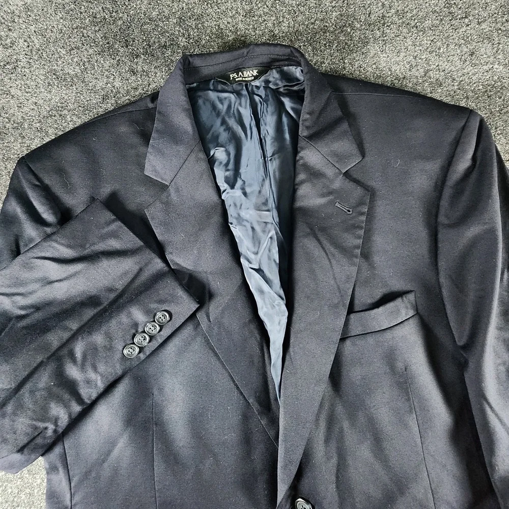 Jos A Bank Gordon Navy Blue Wool‎ Blazer Sport Coat Jacket Mens 44S